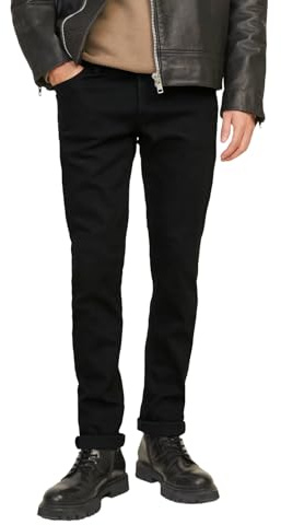 JACK & JONES Mens Glenn Jeans Slim Fit Low Rise Casual Cotton Black Jeans for Men UK, Black Colour, Size- 38W / 34L