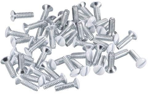 sourcing map 50Pcs Wall Plate Screws, 1/2 Long 6-32 Thread Outlet Screws White Oval Head Milled Slot Panel Switch Plate Screws for Wall Light Electrical Cover Panel Replacement