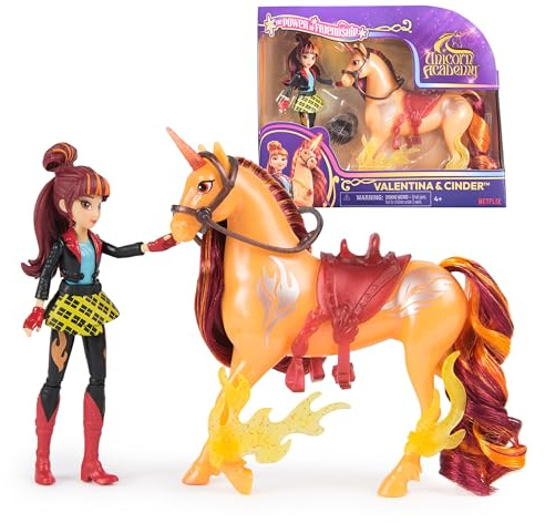 Unicorn Academy - L'Ecole des Licornes - Licorne Cinder + Poupée Valentina - Licorne, Poupée Et Accessoires À Collectionner- Jouets Inspirés De La Série L'Ecole des Licornes - Jouet Enfant 4 Ans Et +
