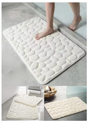 DAVANSU® Super Alfombrilla Baño Antideslizante 40x60 cm | Alfombra de Ducha de Microfibra Viscoelástica Lavable | Alta Absorción y Secado Rápido | Suave y Segura Ducha, Bañera y Suelo Húmedo (Blanca)