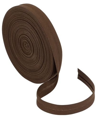 BENECREAT Cinta de sesgo marrón de 20 m Cinta de dobladillo de poliéster y algodón de 15 mm para coser ropa DIY Costura, acolchado Dobladillo Encuadernación Artesanía