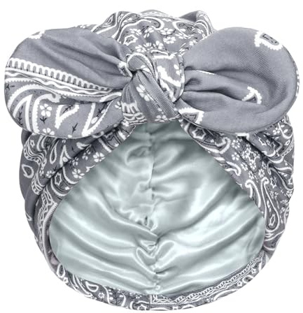 DRESHOW Satin Lined Beanies for Women Bow Headwear Silky Beanie Ultra Lightweight Breathable Head Coverings Sleeping Cap