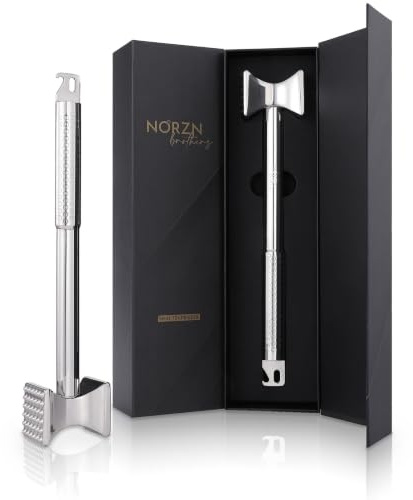 NORZN BROTHERS Kött mörningsmedel hammare rostfritt stål – premium köttklubba för mjukiserande biff, schnitzel, fjäderfä, kraftig köttmördare polerad finish, diskmaskinssäker
