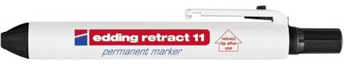 edding retract 11 marqueur permanent - noir - 1 stylo - pointe ronde 1,5-3 mm - résistant à l'eau, séchage rapide -pour une utilisation facile d'une seule main - pour carton, plastique, bois, métal