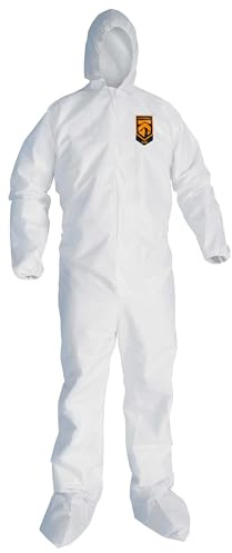 KleenGuard 46125 A30 Elastic Back and Cuff Hooded/Boots Coveralls, White, 2XL (Case of 25)