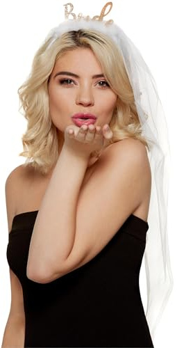 Bride Headband, White, with Veil & Marabou Feathers