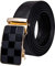 Barry.Wang Herren Schwarz und Gold Gürtel Echtes Leder Ratschen schnalle Verstellbares Kleid Jeans Gürtel Tetris Designer