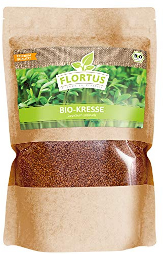 FLORTUS – BIO Kresse Samen 900g – Kressesamen zur Anzucht für Garten, Balkon, Küche & Fensterbank – Gartenkresse Saatgut mit höchster Bioqualität