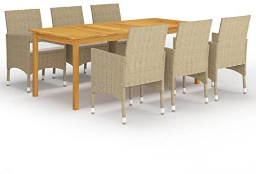 vidaXL Matgrupp för trädgården 7 delar beige