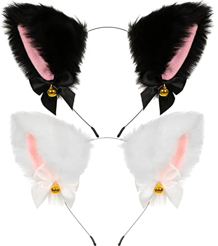 RoserRose Cat Ears Pannband, Kattöron, Pannband, Hårnål, Anime Katt Cosplay, Lolita, Söt Hårprydnad, Plyschhårband För Barn Och Kvinnor, Kattöron För Halloween Och Cosplay (2 stycken)