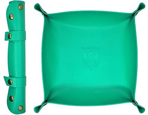 World of Dice Würfelteller - ideal für alle RPGs, Würfelunterlage, Würfelschale, Würfelbrett, Kunstleder, für Dungeons and Dragons, Kniffel, DSA, UVM. (Petrol, Kunstleder)