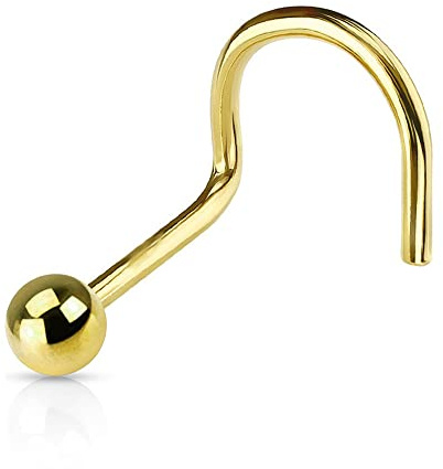 JEWEL BARREL Piercing nasal de 20 g (0,8 mm) Piercing nasal fino anillo nasal de acero quirúrgico, plata, oro, rosa, con bola pequeña o extremo de cono, Acero inoxidable