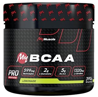 MyMUSCLE - My BCAA - Acides Aminés BCAA en Poudre Label Kyowa Quality® + L-Glutamine + L-Citrulline + Electrolytes - Lemonade 390g - 30 Portions