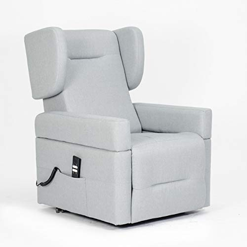 POLTRONE ITALIA Detraibile 19% Poltrona Anziani elettrica Vertical, 2 motori, reclinazione indipendente schienale pediera Roller System maniglie braccioli estraibili Tessuto Grigio chiaro