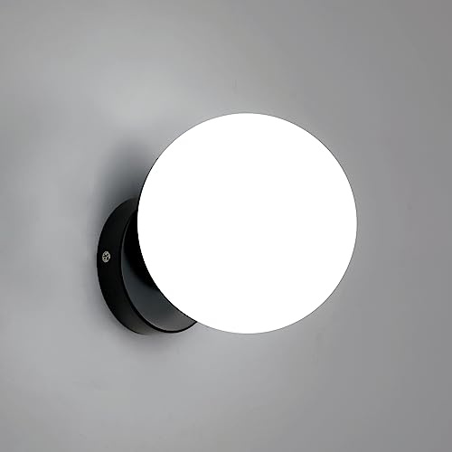 DAXGD Wall Lights Indoor, Wall Lamp Modern Minimalist, Globe Wall Light E27 Black for Bedroom Balcony Corridor(Light Source not Included)