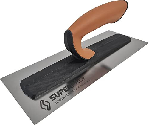 Truelle de lissage Super Prof by Maurerfreund, Flex Comfort Truelle, support en carbone ultra léger avec poignée souple, lame en acier inoxydable très flexible 0,3 mm (305 x 120 mm)