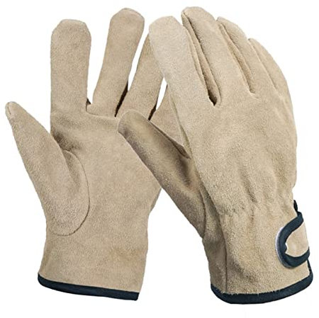 Topyond Gants De Barbecue Résistants à la Chaleur De Qualité Supérieure – Gants De Barbecue Anti-brûlure pour Griller Et Cuisiner en Toute Sécurité.(卡其色-牛皮)