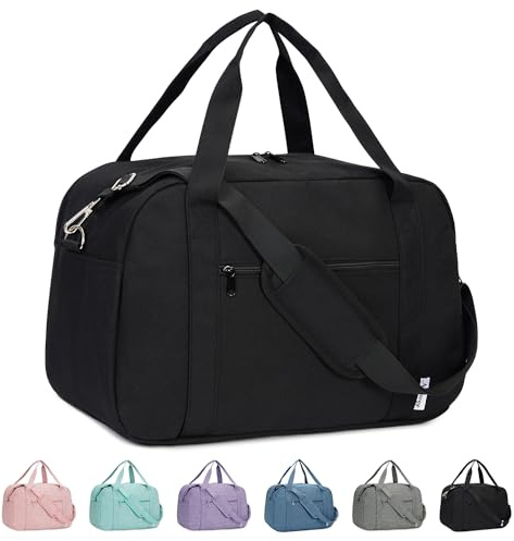 Narwey für Kleine Reisetasche Handgepäck Damen, Easyjet Handgepäck 45x36x20, Klein Reisetaschen Tasche Handgepäck Flugzeug, Sporttasche Weekender Damen Herren (Schwarz)