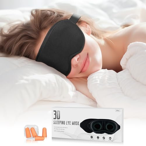 SUNBEBE Schlafmaske, 2er-Pack, 3D Augenmaske für den Schlaf, 100% Lichtblockierende für Männer und Frauen, Schlafbrille für jede Kopfform, Superweiches Design mit verstellbarem Komfortband für Reisen