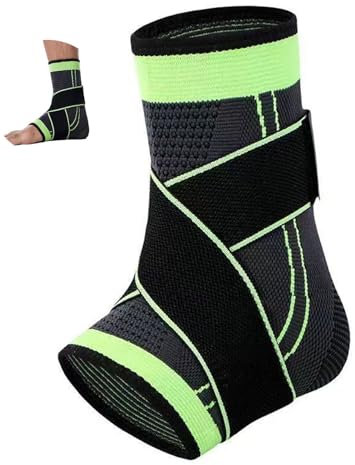 SSKHE 1 fascia per caviglia per fascite plantare, cavigliera per sperone calcaneare e neuropatia, bendaggio sportivo ortopedico per uomo e donna, nero/verde, taglia 43-46