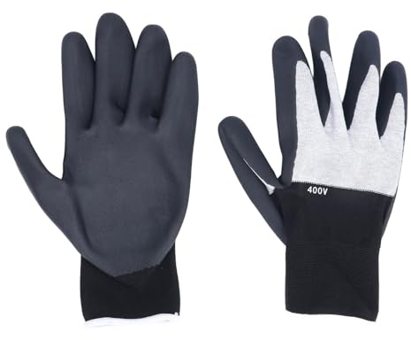 Plyisty Isolierte Elektriker-Handschuhe, 400 V Hochspannungsbeständige Arbeitshandschuhe, Rutschfeste Gummi-Textur, Verhindern Stöße, Isolierte Handschuhe für Elektrische Arbeiten, Größe L