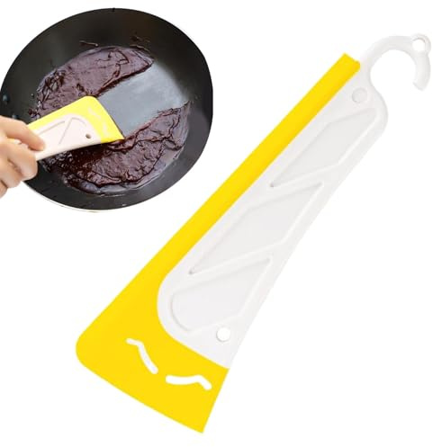 Rascador de silicona para cocina, reutilizable, para ollas, sartenes, aceite, con cabeza suave, antideslizante, mango ergonómico, resistente al calor, para cocinas y estufas