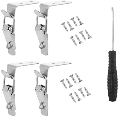 4 cierres de tensión de acero inoxidable, cierre de tensión de 90 grados, cierre pequeño, cierre de palanca, cierre de palanca, bisagra de pared para maletas, cajas, armario, hebilla de boca de pato