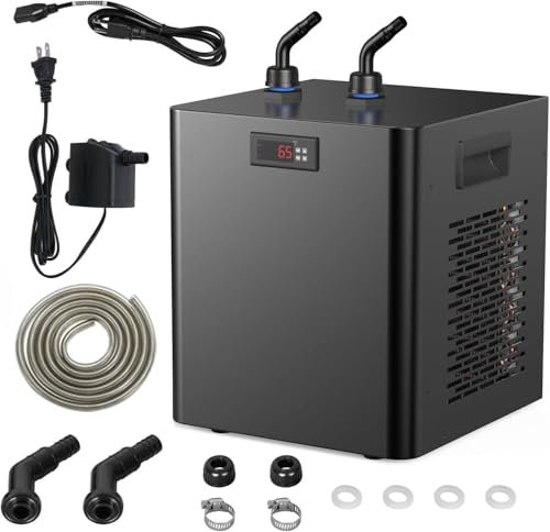 WANGYYDS Quiet Aquarium Chiller, 42/79/132/264 Gal Water Cooler Refrigeration Compressor Home Use Fish Tank Cooling System for Saltwater Freshwater,ForFishTankOnly-500L/132Gal