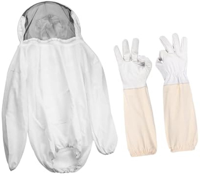 Oshhni Chaqueta de Apicultor, Chaqueta de Apicultura con Velo de esgrima, Capucha, protección para Parte Superior del Cuerpo, de protección para