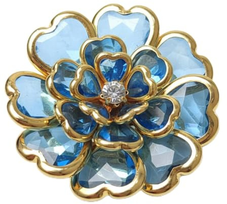 Fundas de botones para blusas de mujer, elegantes fundas de botones de camisa de flores azules con cristal brillante, joyería