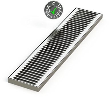 ACU Precision Sheet Metal 0100-24 Surface Mount Drip Tray, No Drain, Stainless Steel, # 4 Brushed Finish, 5 x 24 x 3/4, Silver