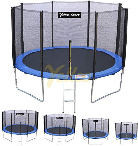YELLOO SPORT - Elastisches Trampolin für Erwachsene und Kinder, Gartentrampolin, CE TÜV GS zertifiziert, Springen Kinder im Freien, Trampolin zum Spaß (Blau, Durchmesser 185 cm)