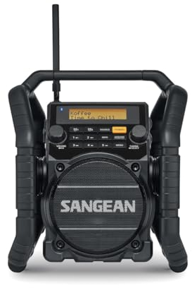 Sangean U-5 Konstruktion DBT Radio - Schlagfeste Radio mit DAB+, FM, AUX, Bluetooth - Wasserdicht - Staubdicht - Stoßfest - Schwarz