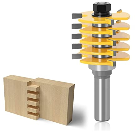 1 stücke Fingerverbindung Router Bit, Box Gelenkrouter Bit Professionelle 5 Klinge 3 Flöte Einstellbare Box Gelenkrouter Bit 12mm Schaft Holzschneider Tenon Cutter ( Cutting Edge Length : 12X36 )
