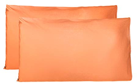 Kissenbezug 40x80 cm 2er Set - 100% Baumwolle, Superweicher Premium Jersey Kopfkissenbezug, Schlicht und edel im Design, Made in Italy - Orange