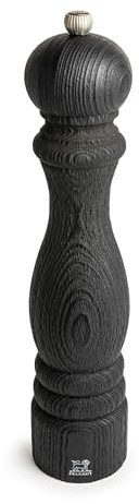 PEUGEOT - Pfeffermühle Paris Nature Black 30 cm + Schwarzer Bio-Pfeffer aus fairem Handel - Klassische Mahlgradeinstellung - Aus recyceltem Holz mit PEFC-Siegel - Französisches Know-howreich - Schwarz