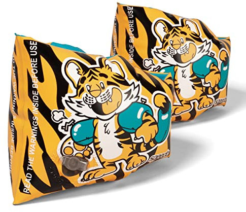 Speedo Unisex Baby Mit Figuren bedruckte Schwimmflügel | Schwimmflügel | Learn-to-Swim Schwimmen lernen , Aanadi Orange/Aquarium/Schwarz, 2-6