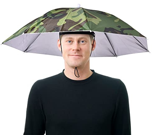 Fulenyi Umbrella Hat Head Cap Anti-UV Novelty Adult Child Hat Festival Hat Portable Waterproof Hands Umbrella Hat for Fishing Hiking Beach Hiking Hiking, Camouflage, 1