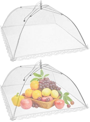 HSLXBY Cloche Alimentaire,2 pcs Cloche Alimentaire Anti Insectes,Tentes Alimentaires,Cloche Alimentaire Pliable Anti-Mouche Couvercle de Nourriture en Maille Pliant Tente pour Protection Aliments