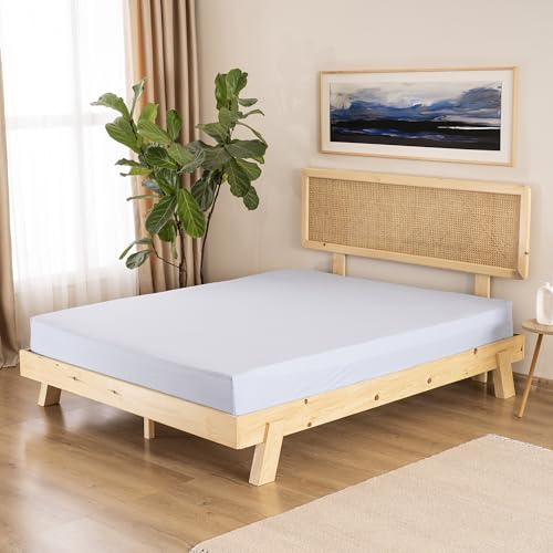 GD HOME Renforce Baumwolle Spannbettlaken/Spannbetttuch aus 100% Baumwolle/Weiches und Atmungsaktives Leintuch 160 x 200 x 30 cm/Jersey Bettlaken/Hellblau