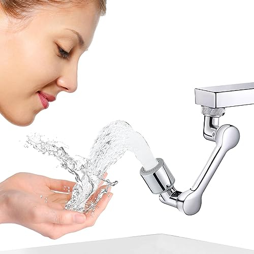 Yungden 1080° Drehbarer Multifunktionaler Verlängerungshahn, Wasserhahn Aufsatz mit 2-Strahlen, Schwenkbar Wasserhahn Verlängerung, Universal Strahlregler für Küche Bad