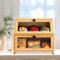 RayLove Wooden Bread Box, Double Layer Bread Bin, Large Breads Storage Container for Kitchen Counter Corner, Cabinet, Pantry, Cupboard (-Assembly) (Primary Color)