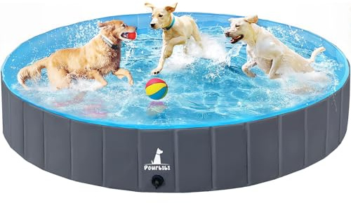 Piscine pour Chien, Baignoire Chien Pliable de PVC, Piscine Baignoire Bassin de Baignade, Antidérapant Facile à Nettoyer, pour Chien, Chat Animal Extérieur ou Intérieur (120x30 cm)
