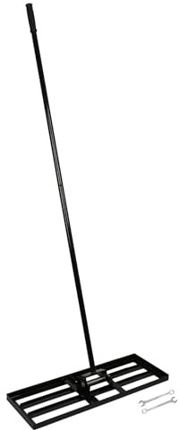 Harbour Housewares Heavy Duty Iron Lawn Levelling Rake with 1.7M Handle - 75cm x 25cm - Black - 1x Garden Gardening Landscaping Golf Course Soil Grass Sand Moss Ground Turf Leveling Lute Tool