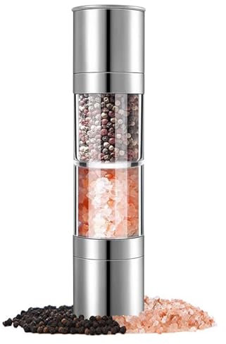 Macinasale e macinapepe 2 in 1 regolabile manualmente, macinino sale per peperoncini, macinino sale regolabile in ceramica, macina sale in plastica in acciaio inox