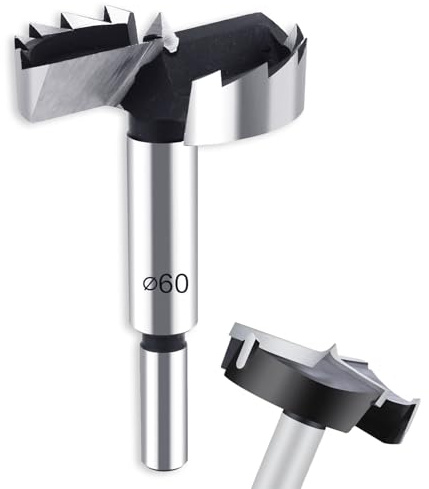 Punta Professionale Forstner, Punte Forstner 60 mm, Punta per Legno Multidente in Acciaio ad Alto Tenore di Carbonio, Punta Forstner in Acciaio al Tungsteno per Legno