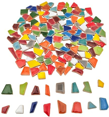 200 g di tessere di mosaico in ceramica irregolari per artigianato, pietre per mosaico piccole da 0,5 x 2 cm per la creazione di mosaici fai da te e decorazione murale (colore misto)