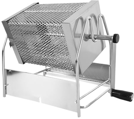 Tostador de granos de café de mano con manivela | Máquina tostadora de granos de café de acero inoxidable con manivela | Tostador de café manual para la estufa para ocupados