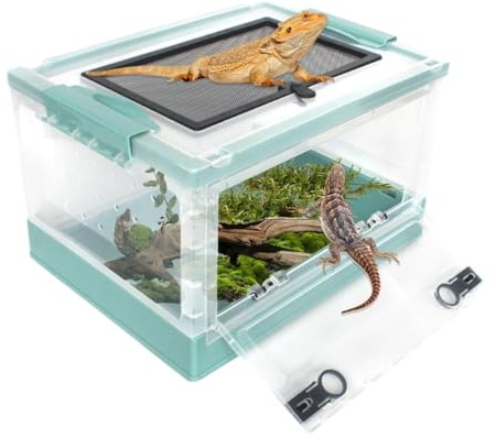 PXIWDAN Reptile Breeding Box Reptile Feeding Box Breeding Enclosure Cages Amphibians Habitat Faunarium(Blue,39.5cm)