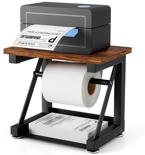 Zglmydrem.yn Label Holder for Rolls and Fan-fold Labels, Heavy Duty Metal Thermal Label Holder for Desktop Thermal Label Printer, Thermal Printer Accessory for Office, Home, Small Business (Black)